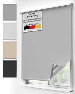 Klemm Rollo Verdunklungsrollo ohne Bohren Fenster Jalousie Thermo Klemmrollo fix - Bild 1 von 4