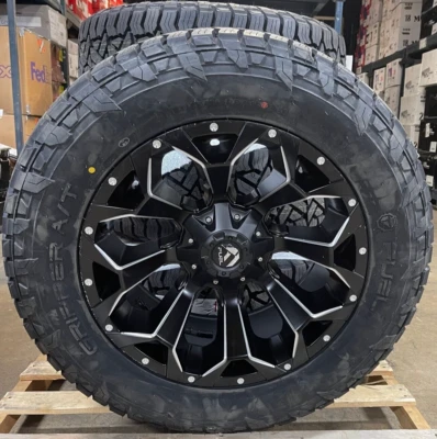 4 20x10 Fuel Assault D546 Black Wheels 33" AT Tires 5x5.5 Dodge Ram 1500 Classic - Image 1 of 3