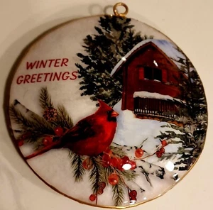 Melrose International Lg Double-sided Disc Christmas Ornaments 5.5 In Gold Trim - Picture 1 of 4