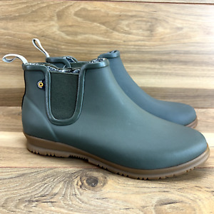 Bogs Womens Boots 7 Sweetpea Winter Ankle Chelsea Rubber Waterproof Green