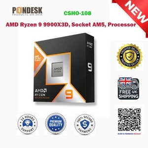 Processeur AMD Ryzen™ 9 9900X3D, socket AM5, 4 nm, AMD 9900X3D, 4,4 GHz - Photo 1/3