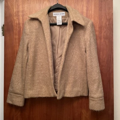 Chaqueta Minimalista Adolfo Studio Mohair Mujer Talla 8P Boho Chic Versátil Acogedora Foto 1 de 4