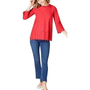 Jeans donna J. Jill denim kick flare alla caviglia taglia 10 bordo grezzo orlo elasticizzato blu - Foto 1 di 16