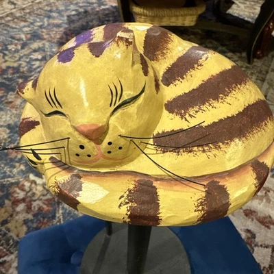 Wood Cat Paper Towel Holder 14” Tall Cat Lover Whiskers Striped Calico Feline*** - Image 1 of 4