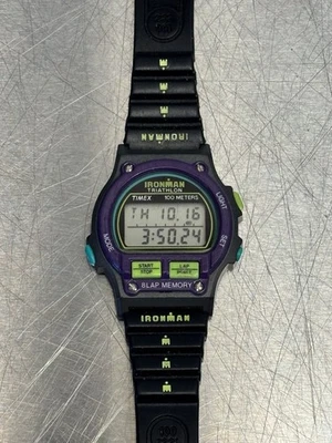 Rare TIMEX 1st generation Ironman Triathlon Watch purple/neon green. Vintage  - Image 1 of 4