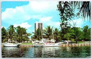 Vintage Fort Lauderdale Florida New River Waterfront Postkarte - Bild 1 von 2