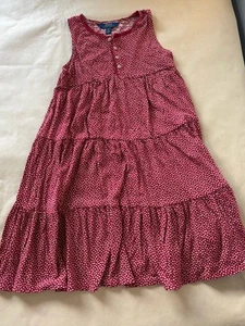 Polo Ralph Lauren Girls' Red Floral Print Smocked Tiered Cotton Dress XL 16 - Picture 1 of 9