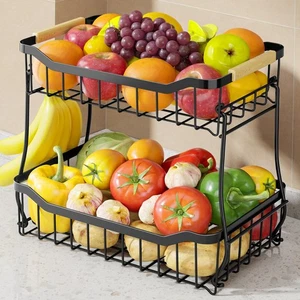 Cesto Frutta per Banco Cucina - Cesto Frutta Verdura Staccabile a 2 Livelli con... - Foto 1 di 7