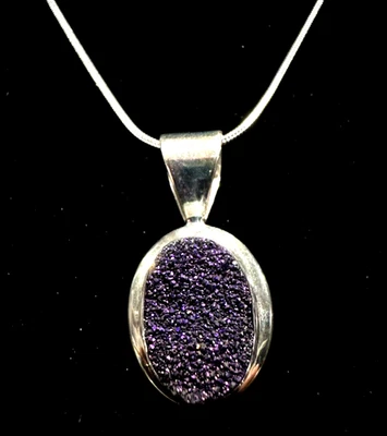 NUEVO Collar Colgante Jay King DTR 925 Plata Esterlina Púrpura Druzy/Drusy 18" Foto 1 de 4