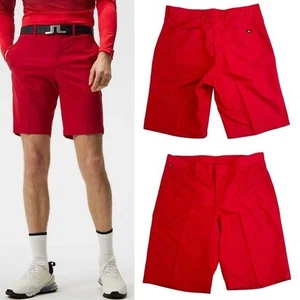 NWOT New J.Lindeberg Bright Red Golf Club Men's Regular Fit Shorts 34 - Picture 1 of 11