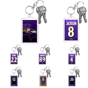 BALTIMORE RAVENS Custom Design NFL Football Style 2 Side Large Photo Keychain - Picture 1 of 12