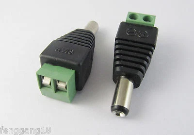 10x 5.5mm x 2.1mm 2.1 Male CCTV LED DC Power Plug Camera Balun Adapter Connector - Image 1 of 4