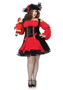 Pirate Costume Sexy Ladies Red & Black Vixen Pirate Wench Short Costume Dress PL - Picture 1 of 1