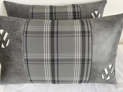 Cojines logo VW en piel sintética gris texturizado con ribete GTI Tartán nuevos Foto 1 de 4