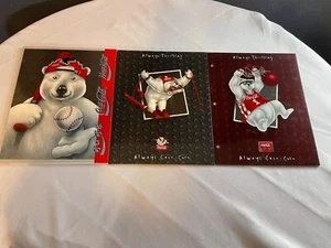 Vintage Lot of 3 Coca Cola Pocket Folders Polar Bear 1990's Stuart Hall - Picture 1 of 4