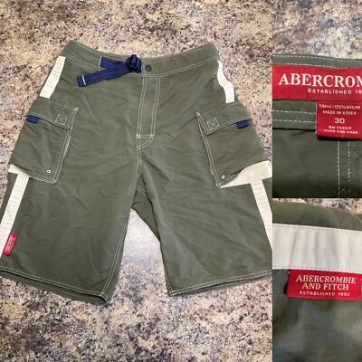 Pantalones Cortos Abercrombie & Fitch Para Hombre Verde Caqui Cinturón Carga Informal Algodón Exterior Foto 1 de 4