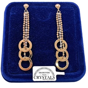 Cerchi Lunghi Orecchini Donna pl. oro Giallo 18K con Cristalli Zirconi 12/3 - Foto 1 di 4