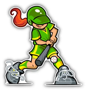 Young Girl Baseball Player Sport Car Bumper Sticker Decal "SIZES'' - Picture 1 of 1