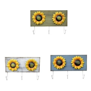 Wooden Sunflower Wall Hook Keys Aprons Towel Hanger Kitchen Wall Decor Flower - Picture 1 of 10