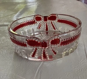 Celebrations By Mikasa Ruby Ribbon Crystal Candy Dish Bowl EUC 6.25” X 5.5” MIS9 - Picture 1 of 5