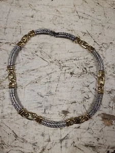 Rare Iconic PAOLO GUCCI GOLDTONE AND SILVERSTONE NECKLACE 16" Long (I315) - Picture 1 of 8