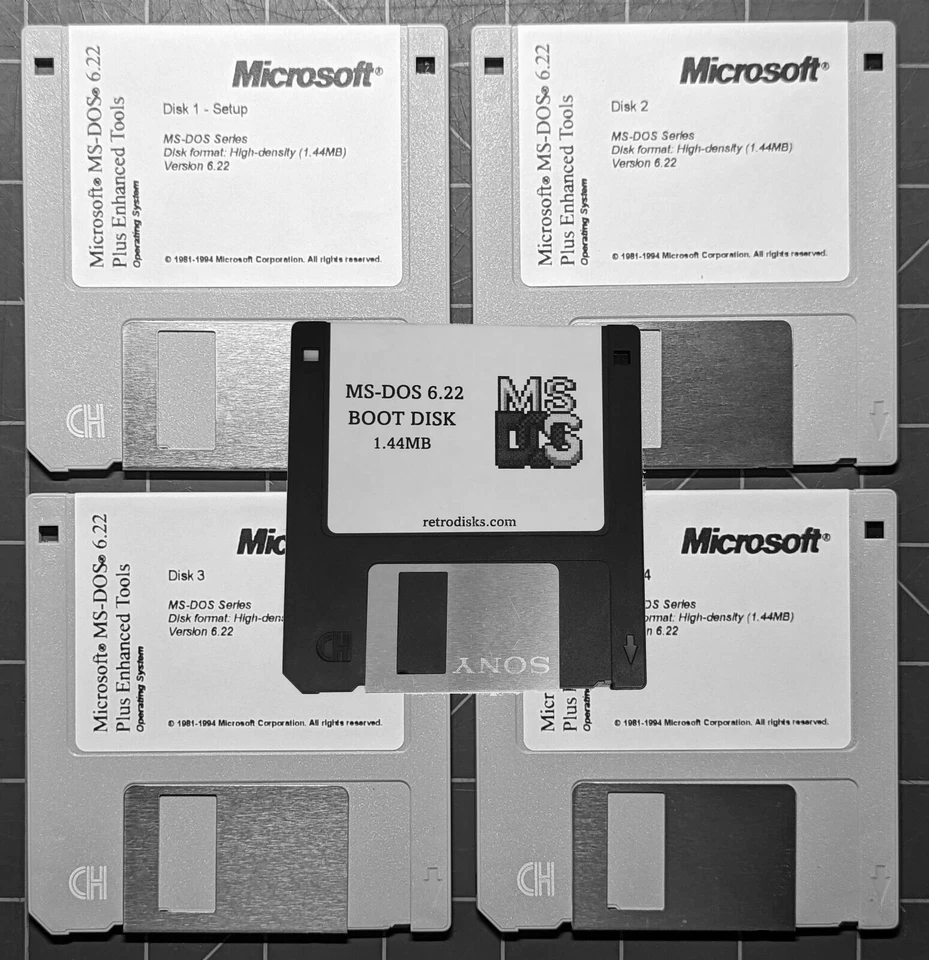 Microsoft MS-DOS 6.22 instalador + combo de disquete de arranque - 3,5" 1,44 MB - Imagen 1 de 3
