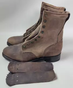 Lehigh Mens Leather Lace Up Steel Safety Toe Kiltie Boots USA 8 1/2 EE - Picture 1 of 12