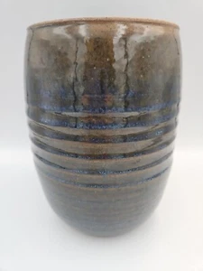 Becky Bolton Crisswell Pottery Blue And Brown Glaze Stoneware Vase 8" Tall - Picture 1 of 6