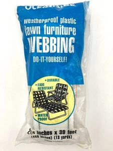 Vintage Oceanside ReWeb Kit Rasenstuhl Gurtband WEISS mit grauen Streifen 39 Fuß x 2,25 Zoll - Bild 1 von 11