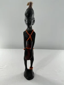 Hand Carved Kenyan Man playing Drums, 12" Tall - Picture 1 of 7
