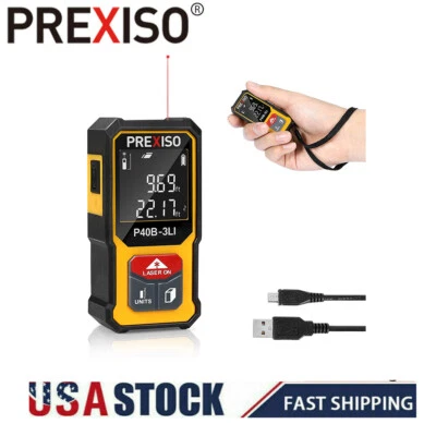 PREXISO Mini Laser Measure 40M/135Ft Rechargeable Digital Laser Distance Meter