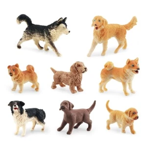 Dog Figurines Playset Hand Painted Plastic Dog Realistic Detailed Puppy Figures - Picture 1 of 8