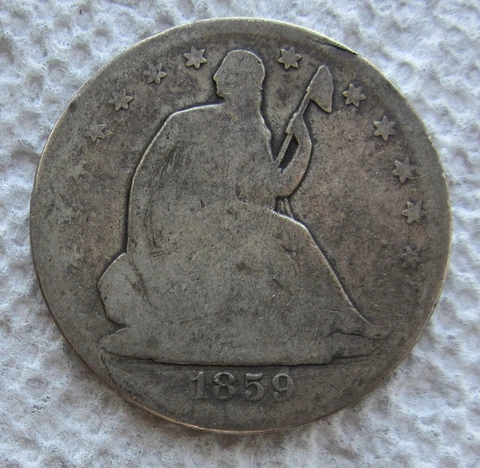 1859-S Seated Liberty Half Dollar Rare Key Date San Francisco Light Cleaning Cover
