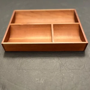 MCM Cherry Wood Divided Desk Tray Organizer Mid Century Eames Era - Picture 1 of 9