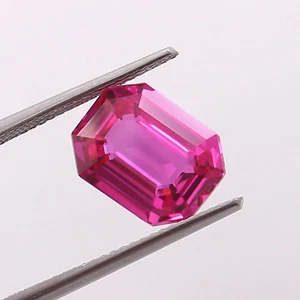 AAA 6.00 Ct Natural Flawless Ceylon Pink Sapphire Loose Emerald Cut Gemstone - Picture 1 of 6