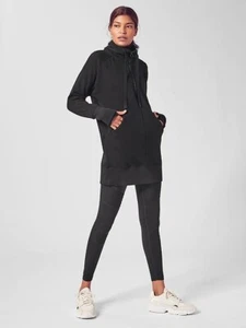 ATHLETA Cozy Karma abito con zip e quarto, nuovo con etichetta, taglia small, nero - Foto 1 di 3