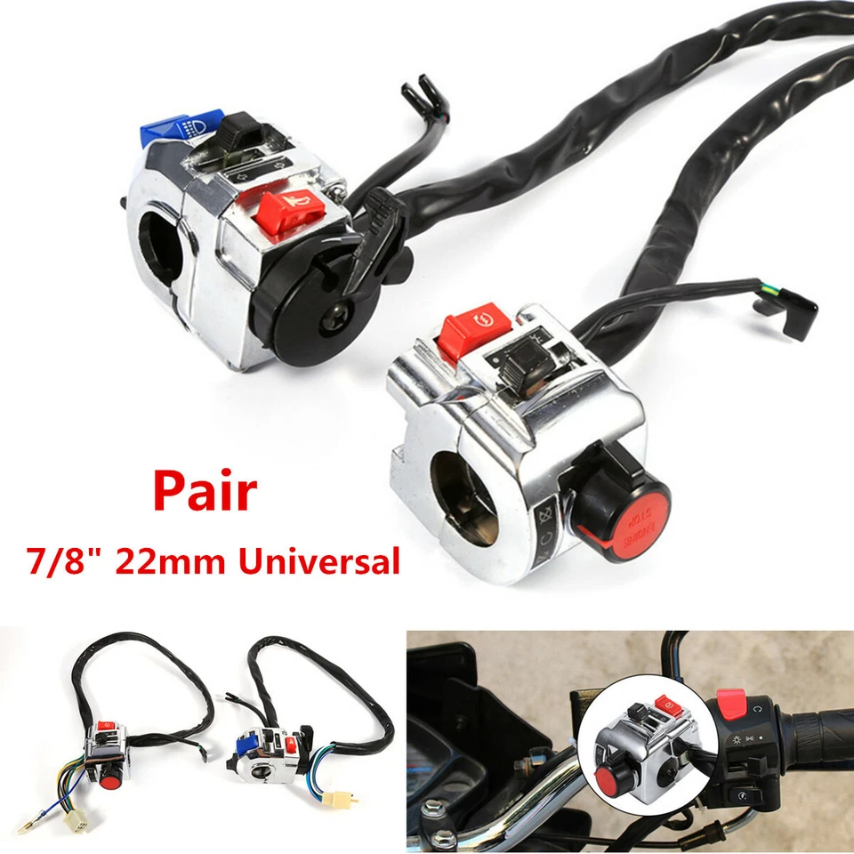 1 Pair Motorcycle 7/8" Handlebar Control Horn Turn Signal Light Switch For Honda - Image 1 of 4