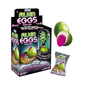Display Komplett Vidal Alien Eggs Kaugummi 200er Display mit Saurem Kern, Galakt - Bild 1 von 4