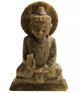 Buddha Buddista Religiosa Pietra ollare Naturale Scultura Arte 6” Alta 4” Larga - Foto 1 di 5