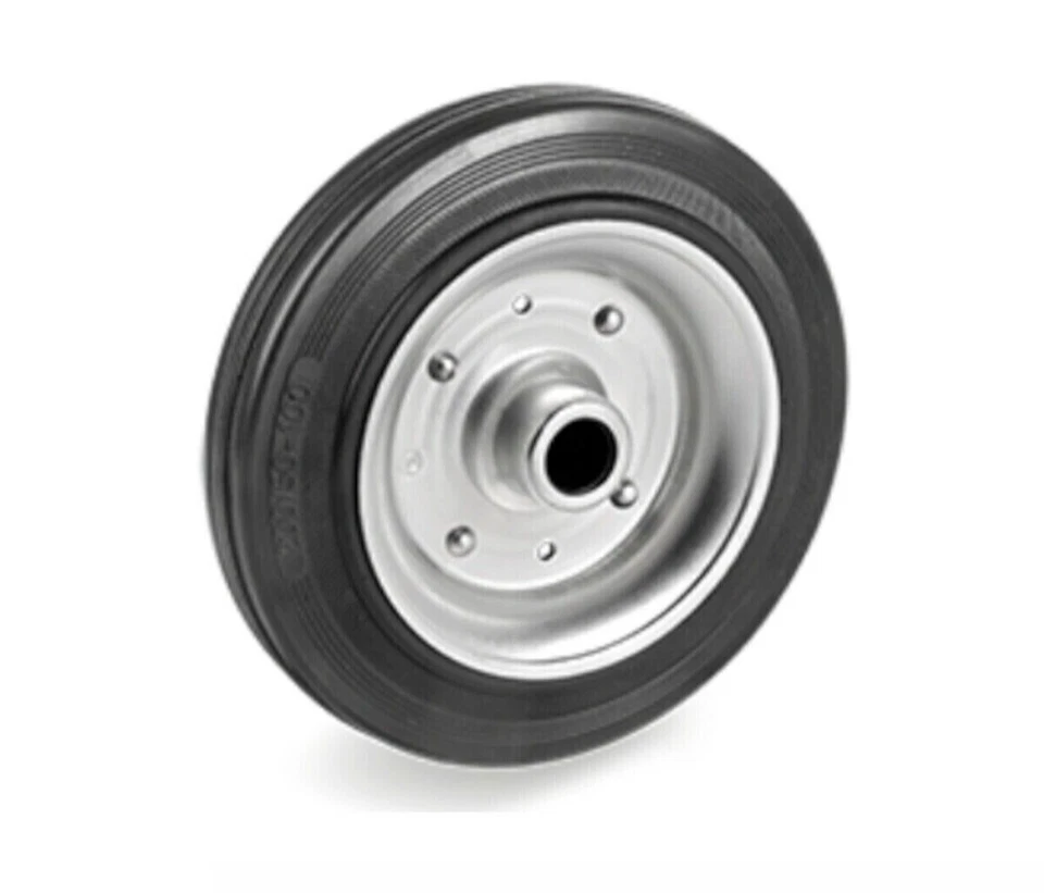 Ruota Ruote in Gomma Nera Sciolta Ø 100 mm Portata 80 Kg  Øasse perno 12 mm - Immagine 1 di 1