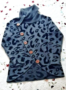 GRECERELLE Knit Pullover Gray and Black Sweater Size L Cowl Neck Wrap NWT - Picture 1 of 11