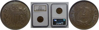 1868 Two Cent Piece   NGC MS-65 BN - Image 1 of 3