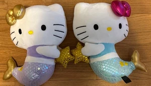 Adorable 9” Hello Kitty Mermaid Purple & Blue Star Plushes - Excellent Condition - Picture 1 of 8