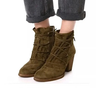 Anthropologie Sam Edelman Millard Gamuza Cuero Encaje Cottagecore Botines 6.5 Foto 1 de 4