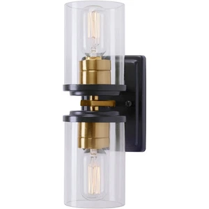 Forte Lighting 2424-02-62 Duo Wall Sconce Black and Soft Gold - Picture 1 of 3