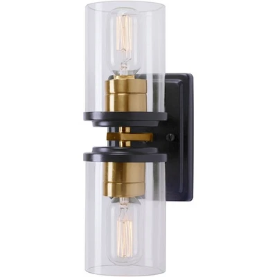 Forte Lighting 2424-02-62 Duo Wall Sconce Black and Soft Gold - Image 1 of 3