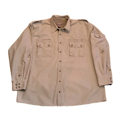 Camisa masculina Cabelas Safari Series 2xl alta manga longa botão para baixo cáqui - Imagem 1 de 4