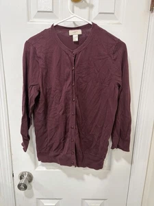 Loft - Donna - Maglione Cardigan Sottile - Large - Borgogna - Foto 1 di 4