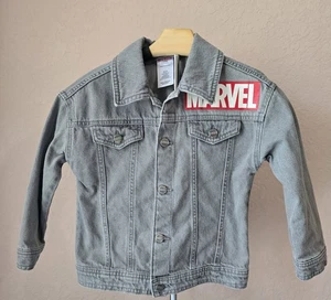 Marvel Avengers Gray Denim Jacket Kids Size 6 | Comic Graphic Back Print  - Picture 1 of 6