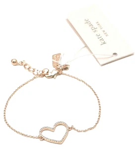 Kate Spade New York Scrunched Scallops Pave Heart Bracelet Rose Goldtone New! - Picture 1 of 3